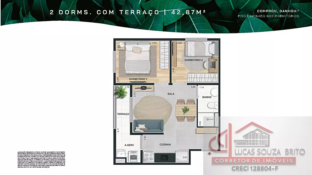 Planta 43m² Terraço