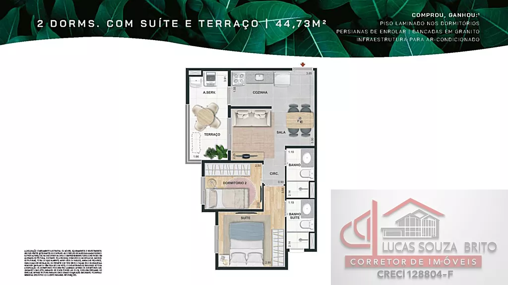 Planta 45m² Suíte